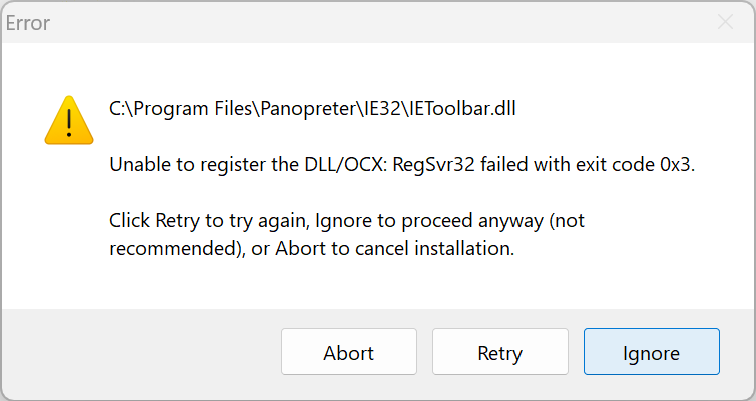 regsvr32 failed error