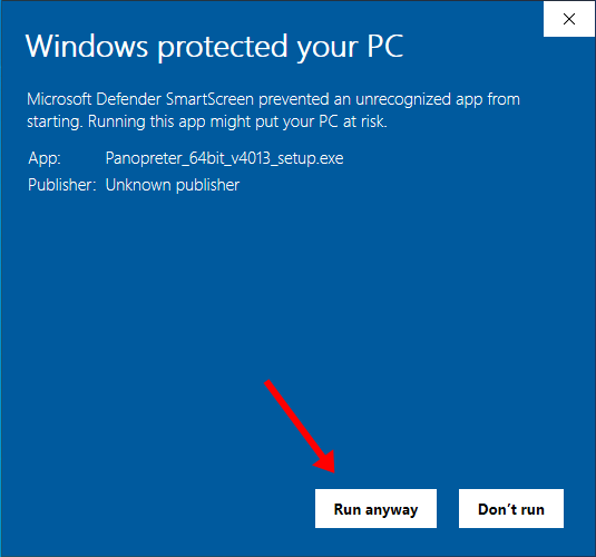 Windows Defender SmartScreen Warning Run Anyway