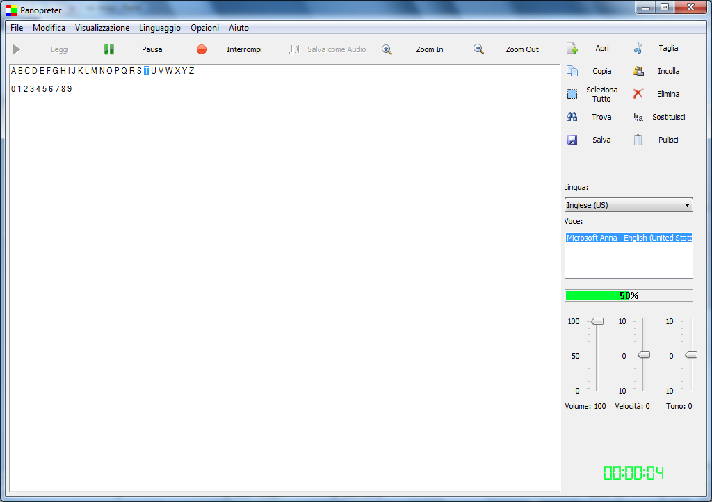 Screenshot 2 finestra di lettura del software